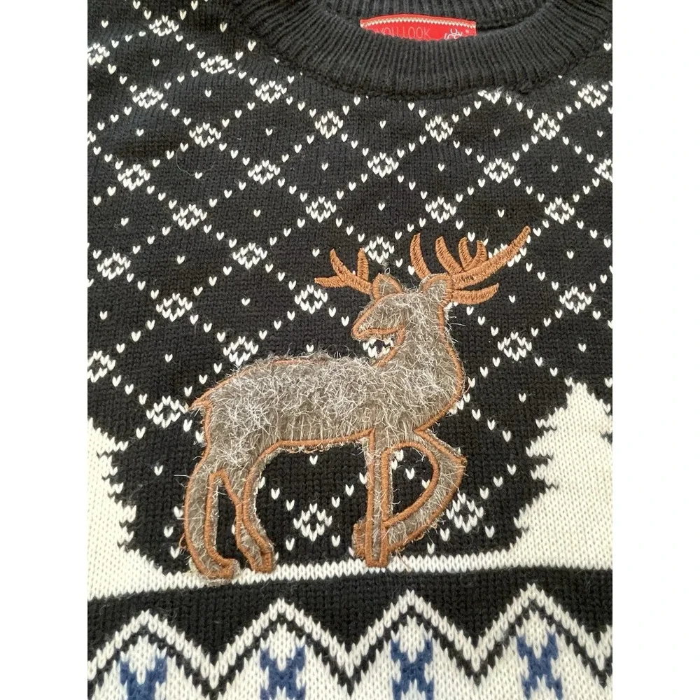 Men's Christmas Sweater Size XL You Look Ugly Today Reindeer Pullover Xmas Black